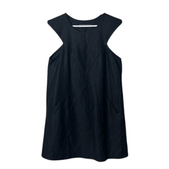 De La Rosa tulum black linen blend(?) mini dress womens M - Picture 1 of 6